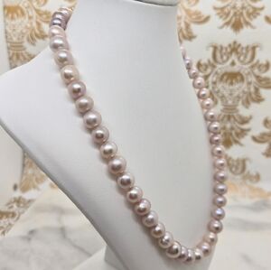 Rose Freshwater Pearl Rosary Gold Filled Necklace 8mm Pearls 17"